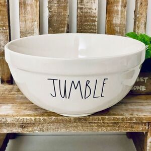 NWT Rae Dunn Gorgeous Large JUMBLE white Glossy Ceramic Serving Salad Pasta Bowl